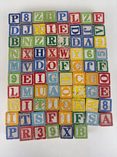 Vtg wooden letter abc blocks - wooden,